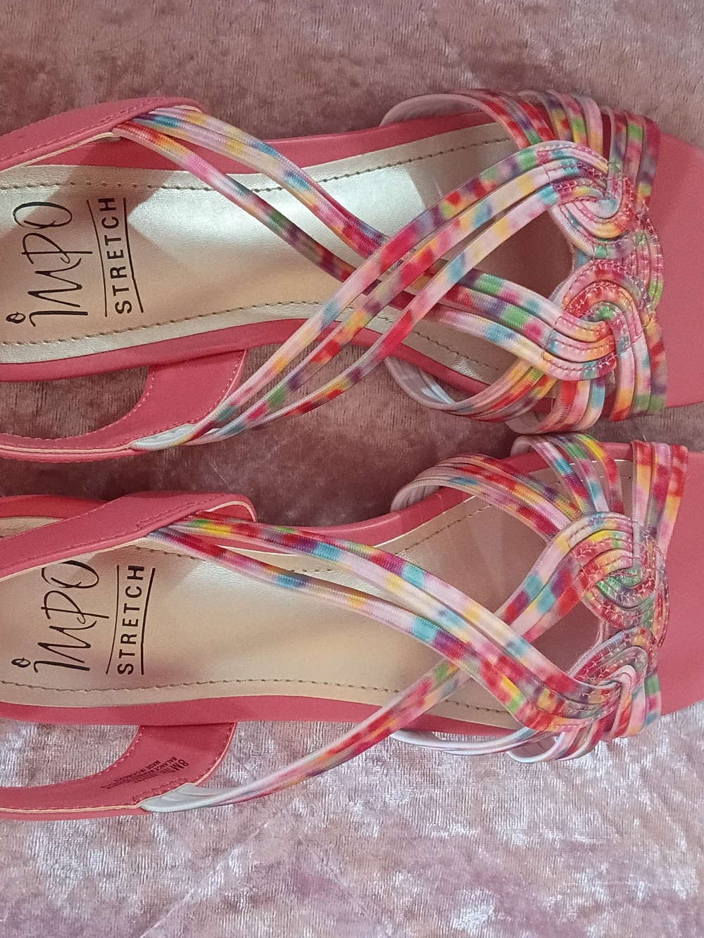 Women’s Pink Multicolor Strappy Wedge Sandals Size 8M New In Box - Picture 6 of 11